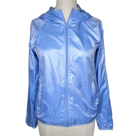 Uniqlo Windbreaker Jacket sz S * Lightweight Travel Packable Full Zip Light Blue - Picture 1 of 7